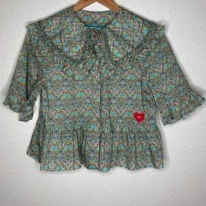 Horror Vacui floral printed blouse small